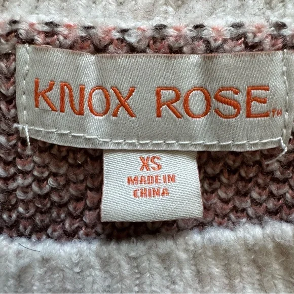 Knox Rose Floral Knit Crewneck Sweater Oatmeal Cream Size XS - Picture 8 of 9